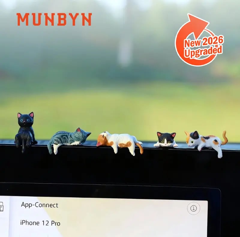 Cilifer®   🔥 Hand-Painted Mini Cat Desk Figurines – Set of 5 Cute Cartoon Kitty Companions