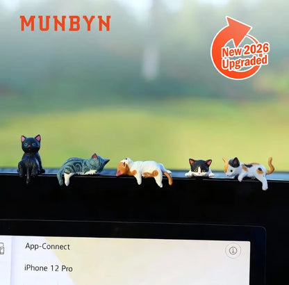 Cilifer®   🔥 Hand-Painted Mini Cat Desk Figurines – Set of 5 Cute Cartoon Kitty Companions
