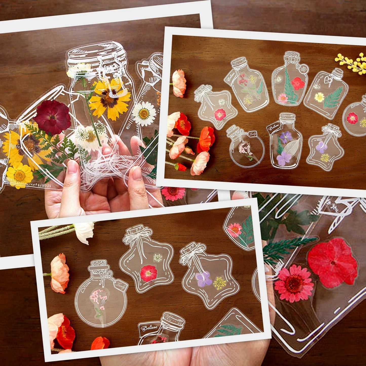 40pcs Transparent Dried Flower Bookmarks-DIY Gifts Bookmarks