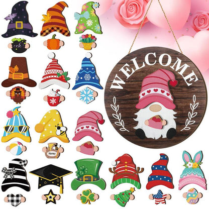 Cilifer®   💫Interchangeable Wooden Gnome Decor Holiday Seasonal Gnome Decorations🚪