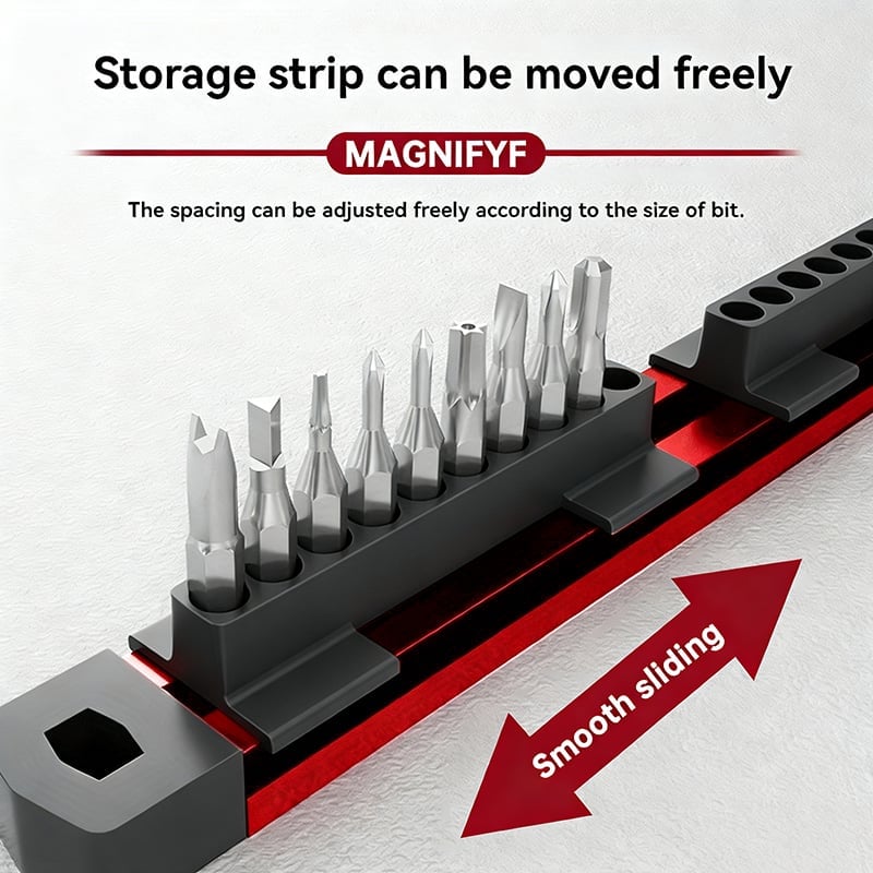 Pro-Series Aluminum Magnetic Hex Bit Organizer | 40-Slot 1/4 Drive Holder