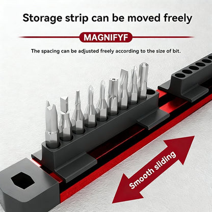 Pro-Series Aluminum Magnetic Hex Bit Organizer | 40-Slot 1/4 Drive Holder