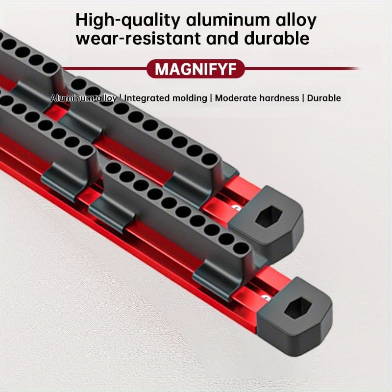 Pro-Series Aluminum Magnetic Hex Bit Organizer | 40-Slot 1/4 Drive Holder