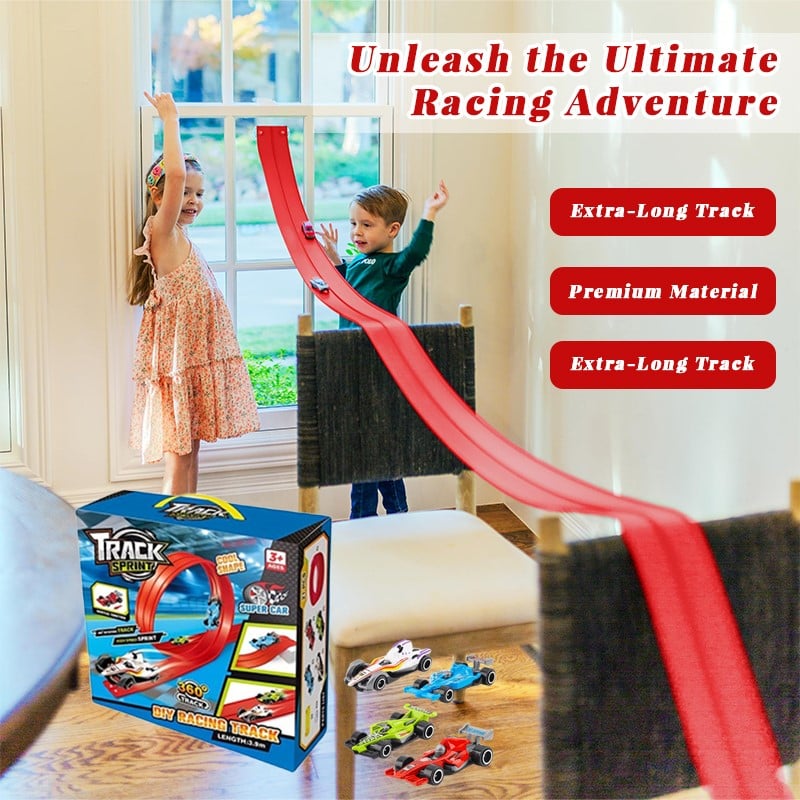 Red 13.1Ft Track with 4 Cars (🎁Beautiful gift box packaging)