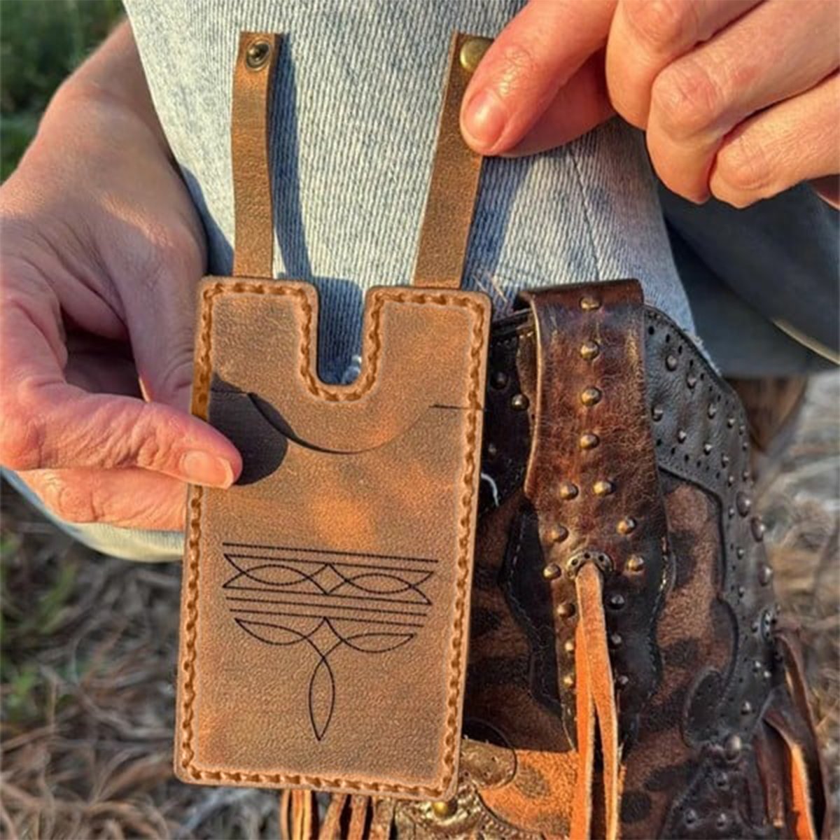 ✨Western Boot Wallet with Snap Strap