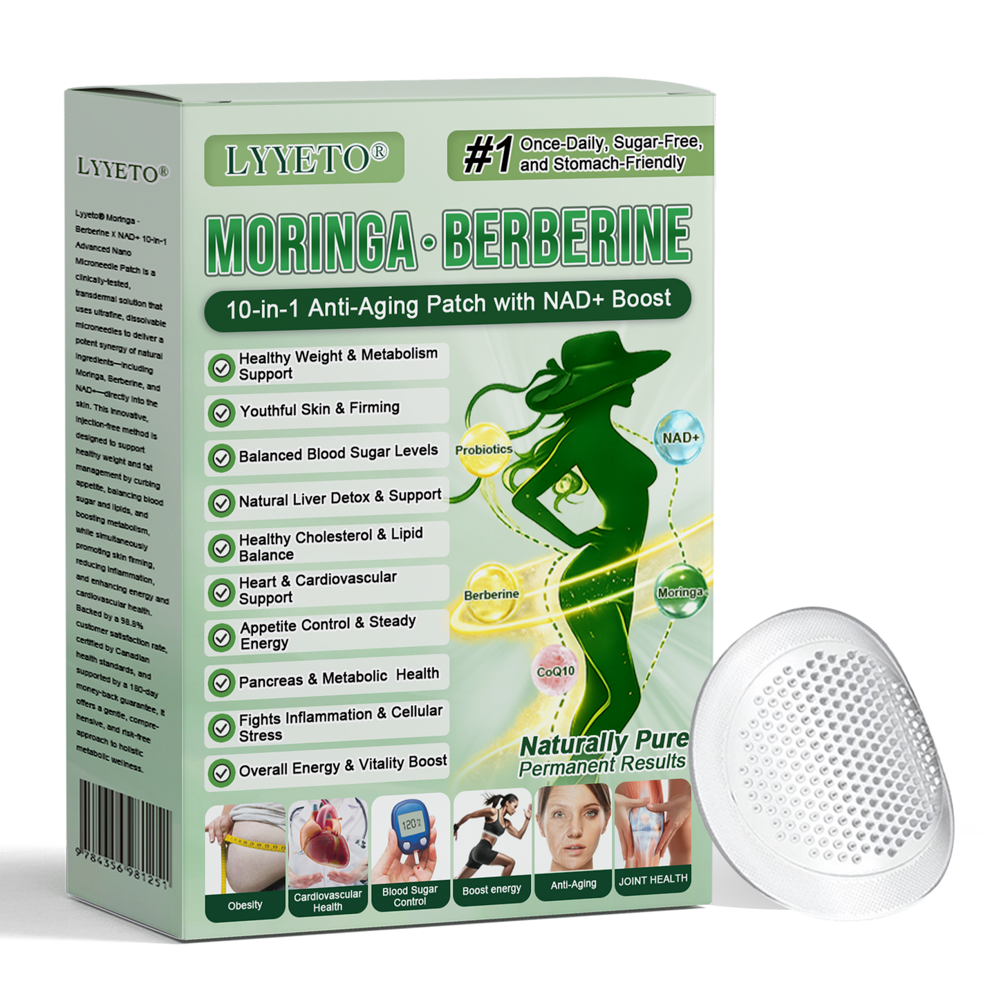 Lyyeto® Moringa Berberine + NAD+ 10-in-1 Nano Microneedle Patch(Just once a day, visible changes in 7 days)